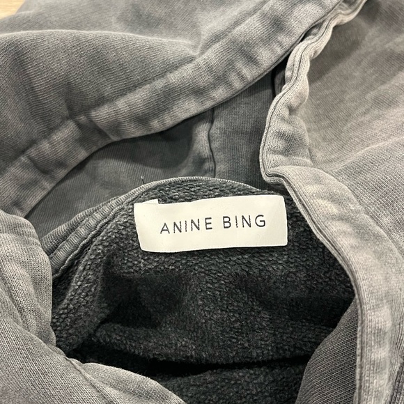 Anine Bing Alec Hoodie Bleached Faded Black Size XS - Picture 5 of 9